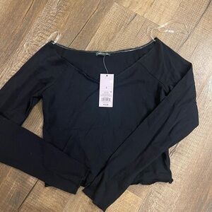 Wild Fable Black Long Sleeve crop Top